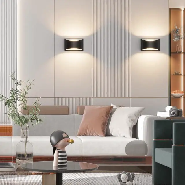 Alt view image 6 of 7 - Black Modern LED Wall Sconce Indoor Wall Lights 1 Pack Hardwired Up and Down Wall Mount Light for Living Room Bedroom Hallway Corridor Conservatory Warm White 3000K(with G9 Bulbs)