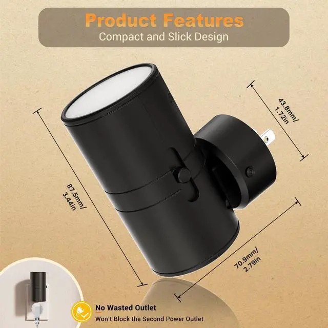 Alt view image 5 of 7 - LED Night Light, Night Lights Plug into Wall, Dusk to Dawn,5 Color | 5 Color Temperatures, Rotating Plug, Dimmable Nightlights, Adjustable Brightness for Bedroom Bathroom Hallway, 4 Pack