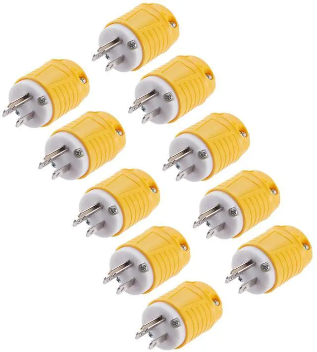 Main image of Extension Cord Male Ends 10 Pack, NEMA 5-15P Replacement Plug | ETL Listed, 15 Amp 125 Volt, Heavy Duty, 3 Prong, Industrial Grade, Straight Blade Grounding Type, 2 Pole 3 Wire