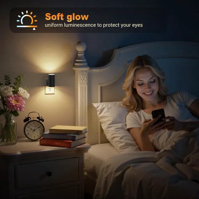 Alt view image 7 of 7 - LED Night Light, Night Lights Plug into Wall, Dusk to Dawn,5 Color | 5 Color Temperatures, Rotating Plug, Dimmable Nightlights, Adjustable Brightness for Bedroom Bathroom Hallway, 4 Pack