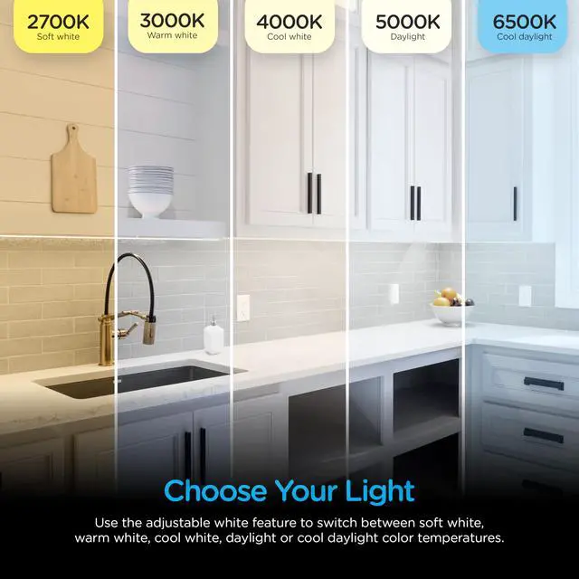 Alt view image 5 of 7 - 24 Inch Plug in Under Cabinet Light with 5 Color Temperatures | Dimmable 1561 Lumens, Soft White to Daylight Lighting, One-Touch Sync Linkable Under Cabinet Lighting for Kitchen, ETL Listed