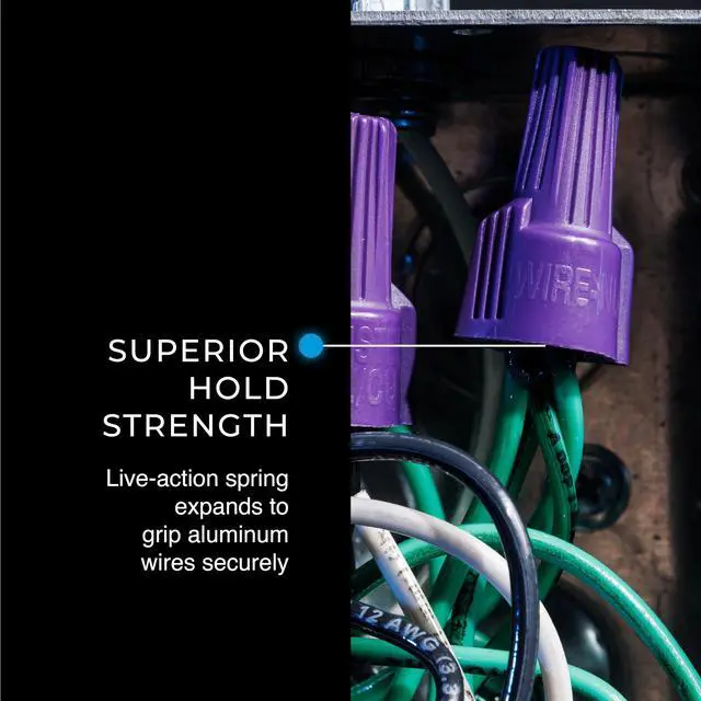 Alt view image 4 of 7 - Ideal Electrical Twister Al/Cu (30-1765S) Purple Wire Connector, Bag of 10 Aluminum-to-Copper Twist-On Wire Nuts with Antioxidant Filler