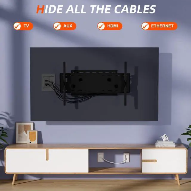 Alt view image 3 of 7 - in Wall Cable Management Kit,TV Cable Hider Wall Kit with Brush Wall Plate and 9.8FT Cord,2 AC Outlets,Recessed Outlet Box for Wall Mount TV Home Theater Setups Cords Organizer