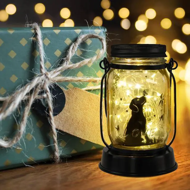 Alt view image 7 of 7 - Dog Lover Gifts for Women/Mom/Grandma/Sister, Dog Butterfly Solar Lights Outdoor Hanging Dog Solar Lanterns Outdoor Fairy Lights, Puppy Decor for Yard Lawn Garden Patio Torch Birthday Gift