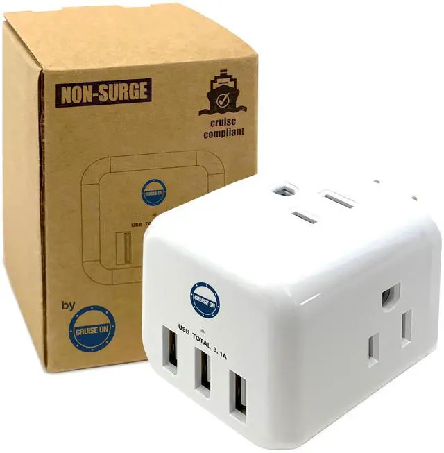 Main image of Cruise Approved Power Strip Non Surge Protector for Cruise Ship Multi Plug, 6 Outlets, 3 USB & 3 AC Outlet for Carnival, Celebrity, Princess, Norwegian & Major Lines in 2026 & 2027