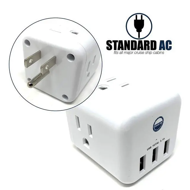 Alt view image 2 of 7 - Cruise Approved Power Strip Non Surge Protector for Cruise Ship Multi Plug, 6 Outlets, 3 USB & 3 AC Outlet for Carnival, Celebrity, Princess, Norwegian & Major Lines in 2026 & 2027