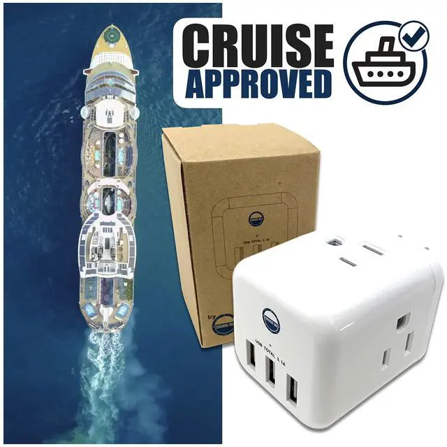 Alt view image 5 of 7 - Cruise Approved Power Strip Non Surge Protector for Cruise Ship Multi Plug, 6 Outlets, 3 USB & 3 AC Outlet for Carnival, Celebrity, Princess, Norwegian & Major Lines in 2026 & 2027