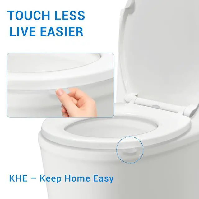 Alt view image 5 of 7 - Elongated Toilet Seat, 18.5 Inch, White | Soft Close Toilet Seat with No-Touch Handle, Quick Release for Easy Cleaning, Non-Slip Bumpers, Durable PP