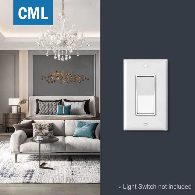Alt view image 6 of 7 - CML Mid-Size Decorator Wall Plates, 40 Pack Electrical Outlet Receptacle Covers, 1-Gang Switch Plates, Midway Size 3.18 x 5, Impact Resistant, Gloss Finish, White