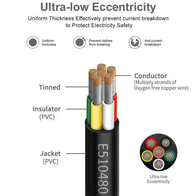 Alt view image 2 of 7 - 22 Gauge 6 Conductor Electrical Wire 25FT, UL 2464 22 AWG 6 Wire Cable | Tinned Copper PVC Stranded 22/6 Core Wire for LED Lighting, Outdoor Low Voltage Extension Cable, Automotive etc