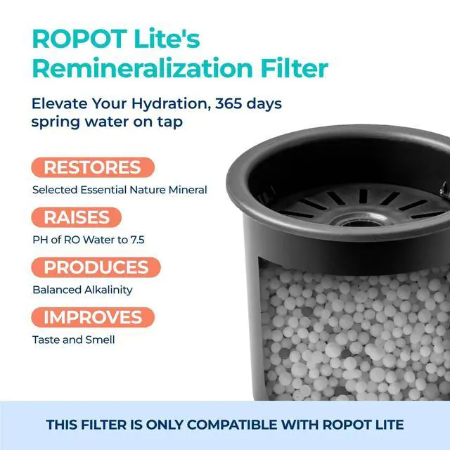 Alt view image 3 of 7 - Official Dual-Pack Remineralization Filters One-Year Set | for RO100ROPOT-Lite, Alkaline for Reverse Osmosis Filter, Remineralize and Increase pH for Pure Drinking Water