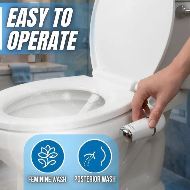 Alt view image 2 of 7 - Bidet Attachment for Toilet - Ultra-Slim Hygienic Bidet Attachment For Existing Toilets - Bidet Toilet Seat Attachment with Pressure Controls - Travel Bidet Included (Left Hand Operation)