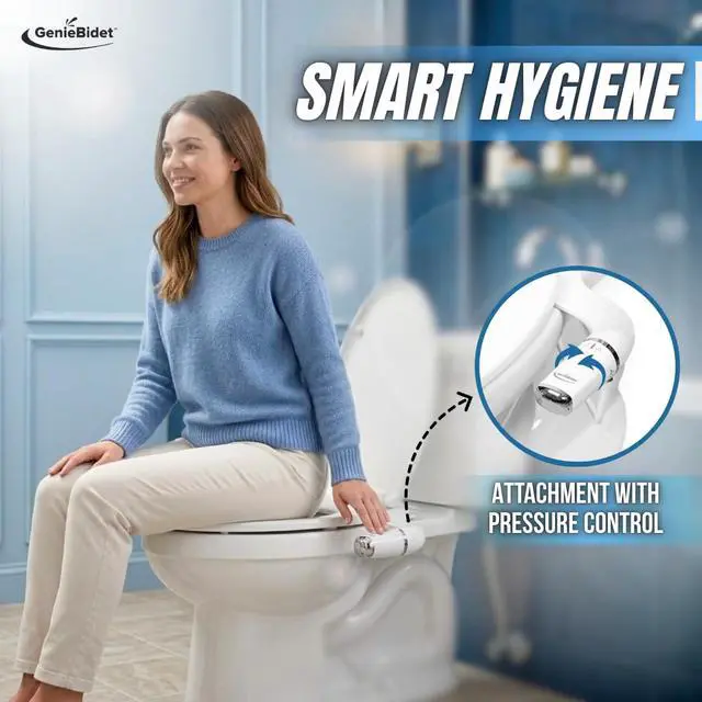 Alt view image 3 of 7 - Bidet Attachment for Toilet - Ultra-Slim Hygienic Bidet Attachment For Existing Toilets - Bidet Toilet Seat Attachment with Pressure Controls - Travel Bidet Included (Left Hand Operation)
