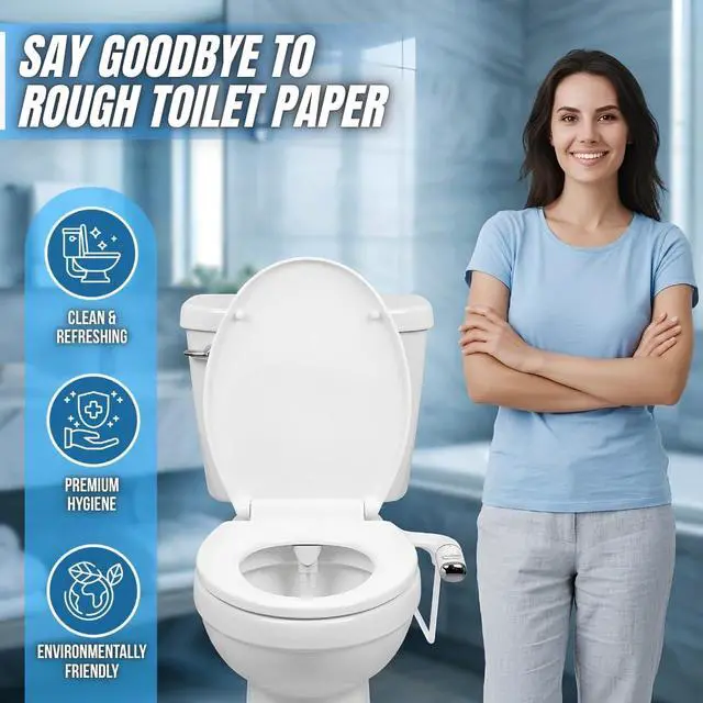 Alt view image 4 of 7 - Bidet Attachment for Toilet - Ultra-Slim Hygienic Bidet Attachment For Existing Toilets - Bidet Toilet Seat Attachment with Pressure Controls - Travel Bidet Included (Left Hand Operation)