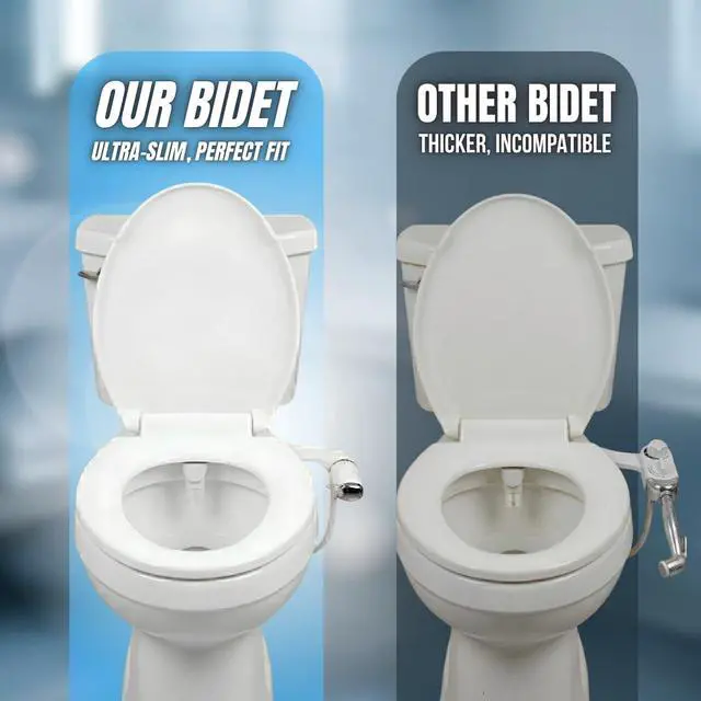 Alt view image 5 of 7 - Bidet Attachment for Toilet - Ultra-Slim Hygienic Bidet Attachment For Existing Toilets - Bidet Toilet Seat Attachment with Pressure Controls - Travel Bidet Included (Left Hand Operation)