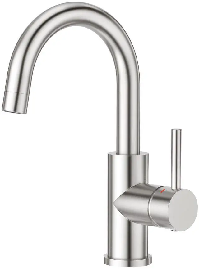 Main image of Bar Sink Faucet, Bathroom Kitchen Faucet Brushed Nickel Pre Wet Small Mini Kitchen Bath Utility Marine Faucet Single Hole Stainless Steel Farmhouse Vanity Lavatory Faucets Outdoor