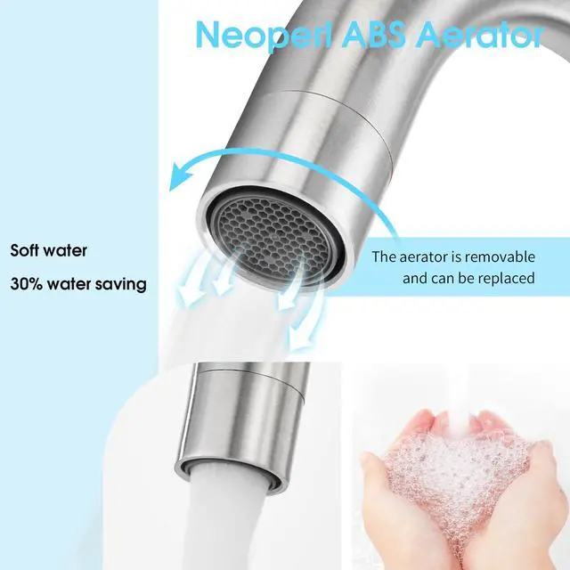 Alt view image 3 of 7 - Bar Sink Faucet, Bathroom Kitchen Faucet Brushed Nickel Pre Wet Small Mini Kitchen Bath Utility Marine Faucet Single Hole Stainless Steel Farmhouse Vanity Lavatory Faucets Outdoor