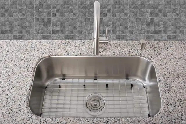 Alt view image 4 of 6 - Sink Protector Grid 26-1/16" x 14-1/16", Centered Drain with Corner Radius 3-1/2", 304 Stainless Steel Material NLW2614C