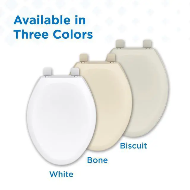 Alt view image 5 of 7 - Elongated Toilet Seat with Cover, Soft Close, No Slam, Quick & Easy Install, Heavy-Duty Plastic, Adjustable Fit for Standard Elongated Toilets, Durable & Fade-Resistant, White G0099213
