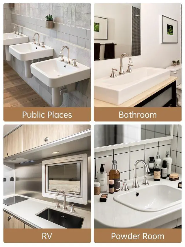 Alt view image 3 of 7 - 8 Inch Widespread Bathroom Sink Faucet 3 Hole, Brushed Nickel Bathroom Faucet with Metal Pop-Up Drain Assembly, Bathroom Vanity Faucet, 2 Handle for Sink