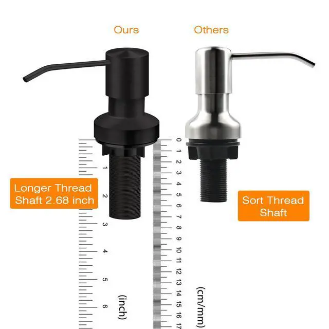 Alt view image 2 of 7 - Sink Soap Dispenser for Kitchen Sink, Countertop Built in Sink Soap Dispenser with 47Extension Tube kit, No Need to Fill The Little Bottle Again (Black)