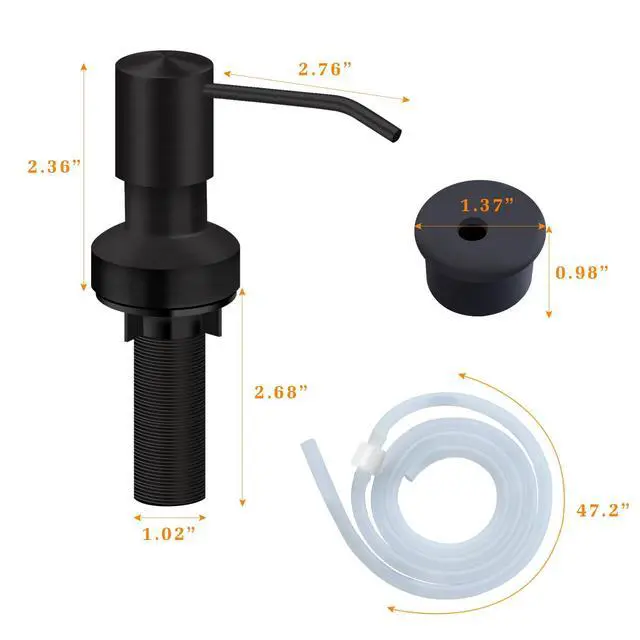 Alt view image 5 of 7 - Sink Soap Dispenser for Kitchen Sink, Countertop Built in Sink Soap Dispenser with 47Extension Tube kit, No Need to Fill The Little Bottle Again (Black)