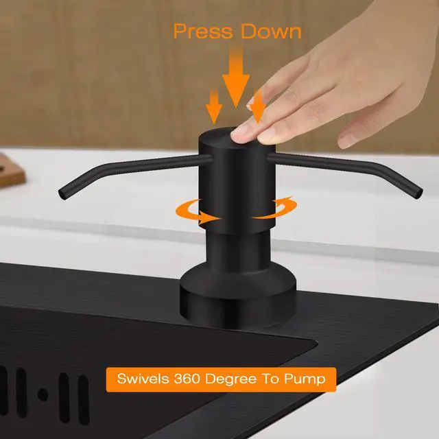 Alt view image 7 of 7 - Sink Soap Dispenser for Kitchen Sink, Countertop Built in Sink Soap Dispenser with 47Extension Tube kit, No Need to Fill The Little Bottle Again (Black)