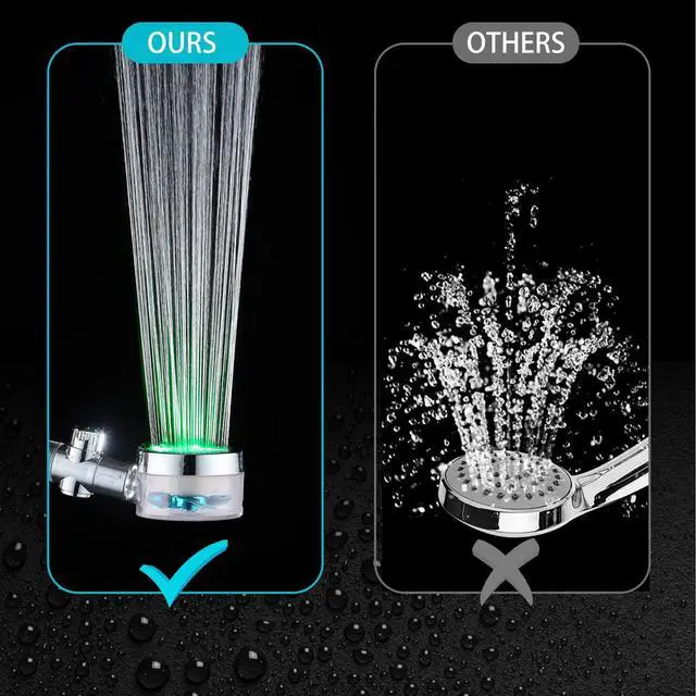 Alt view image 6 of 7 - ANTOWER LED Shower Head with Handheld High Pressure Shower Heads Set with 79 Inch Shower Hose,Shower Holder,4 PP Cotton Filters,Turbo Fan Shower Water Temperature-Controlled One Key Pause Switch