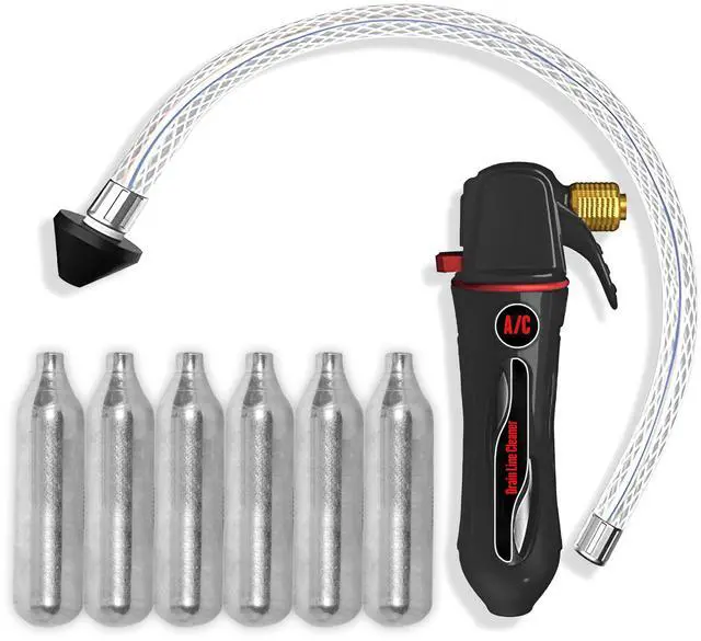 Main image of Drain Device - AC Drain Line Cleaner, Gallo Drain Gun, 6 CO2 | Clear all HVAC Clogs, (Comes with 6 Unthreaded CO2 Cartridges, AC Cleaner Blaster Opener Kit A/C, flexible hose