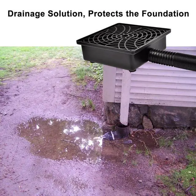 Alt view image 3 of 6 - Low Profile Catch Basin Drain Kit Gutter Downspout Extender | 12"×12" Catch Basin Downspout Extensions with 2" ID Flexible Pipe,Pipe Stretched Length 16.4ft,Rainwater Drainage System
