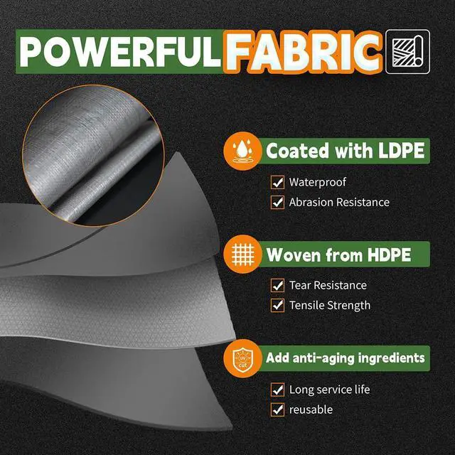 Alt view image 3 of 7 - Tarps Heavy Duty Waterproof 10x12 Feet,10Mil Multipurpose Tarp | Metal Grommets Every 18inch,Sturdy Corners,Reinforced Edges,14x14 Strong Weave,UV&Tear Resistant,Silver/Brown