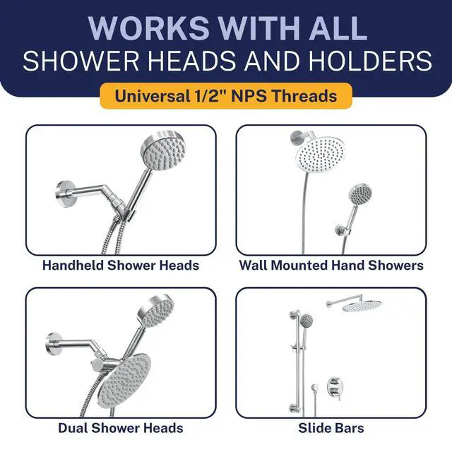 Alt view image 4 of 7 - Solid Metal Shower Hose Attachment for Showerhead, Extra-Long 72-Inch Universal Replacement Hose for Hand held Shower, Chrome