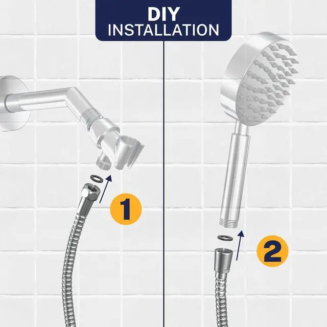 Alt view image 6 of 7 - Solid Metal Shower Hose Attachment for Showerhead, Extra-Long 72-Inch Universal Replacement Hose for Hand held Shower, Chrome