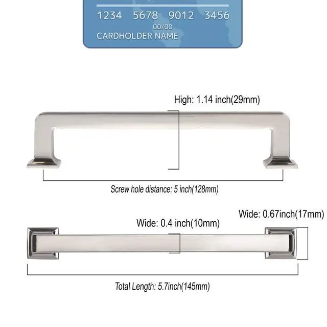 Alt view image 3 of 6 - 10 Pack 5 Inch Brushed Nickel Cabinet Pulls,Kitchen Hardware | Solid Zinc Alloy,Heavy-Duty,Screws Included,Cabinet Pulls for Dresser,Drawer,Cupboard