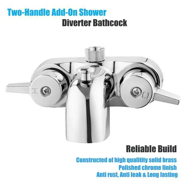 Alt view image 2 of 7 - Bathcock Clawfoot Tub Shower Diverter Kit, 3 3/8" Centers, Vintage Bathtub Faucet, MIP Inlet, Shower Riser Outlet, Chrome