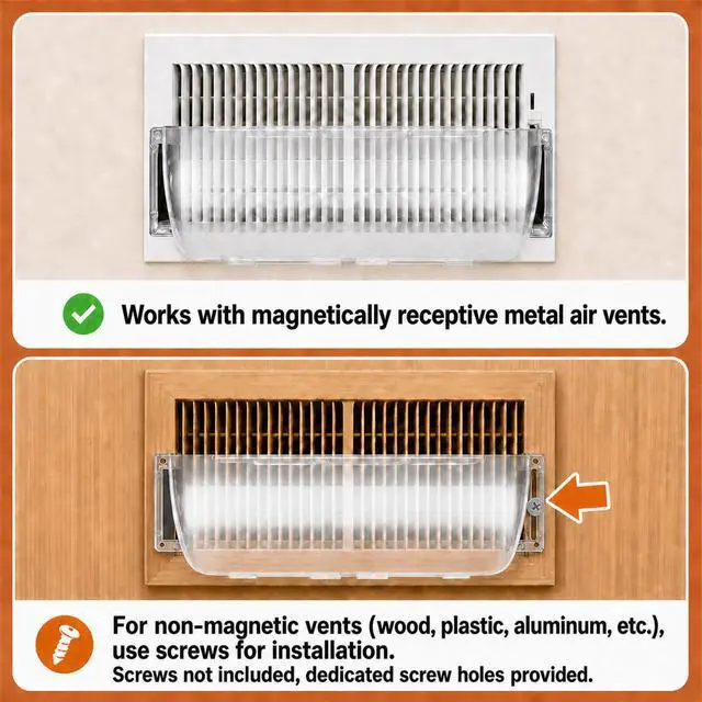 Alt view image 5 of 7 - 2 Pack Air Vent Deflector, Adjustable Magnetic Heat Deflector for Vents | 8.5"15" Adjustable,Magnetic Installation,Fits Floor,Wall & Ceiling Vents,Energy-Saving Design,Adjustable Airflow Control