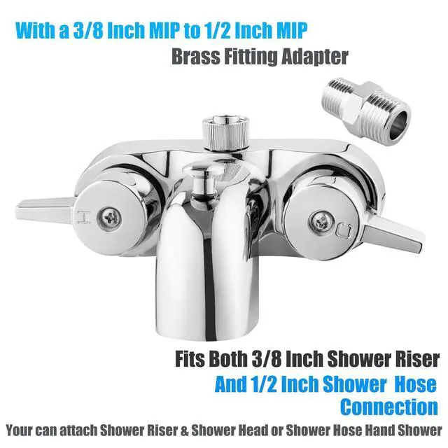 Alt view image 4 of 7 - Bathcock Clawfoot Tub Shower Diverter Kit, 3 3/8" Centers, Vintage Bathtub Faucet, MIP Inlet, Shower Riser Outlet, Chrome