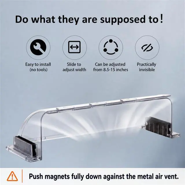 Alt view image 6 of 7 - 2 Pack Air Vent Deflector, Adjustable Magnetic Heat Deflector for Vents | 8.5"15" Adjustable,Magnetic Installation,Fits Floor,Wall & Ceiling Vents,Energy-Saving Design,Adjustable Airflow Control