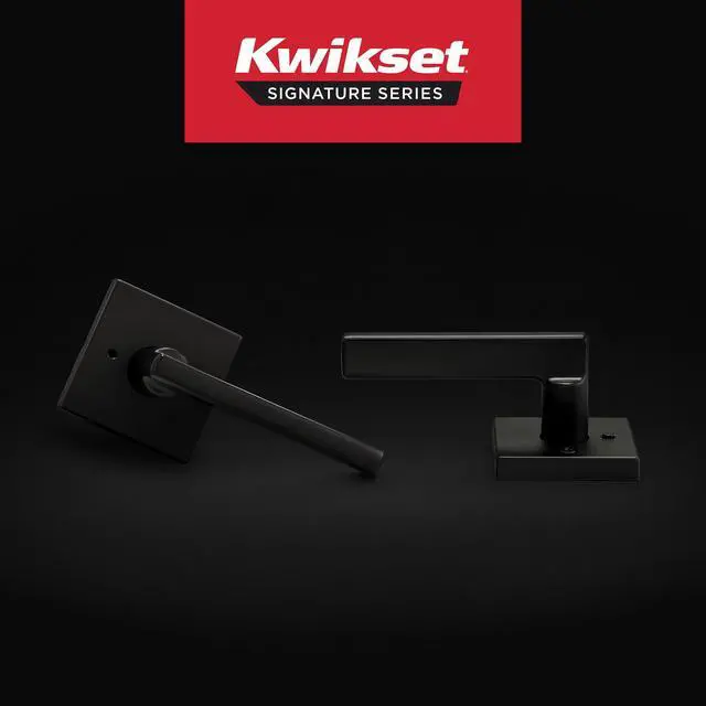 Alt view image 2 of 7 - Halifax Interior Privacy Door Handle with Lock, Door Lever For Bathroom and Bedroom, Matte Black Reversible Keyless Push Button Lock Door Lever, with Microban Protection, Square Rose