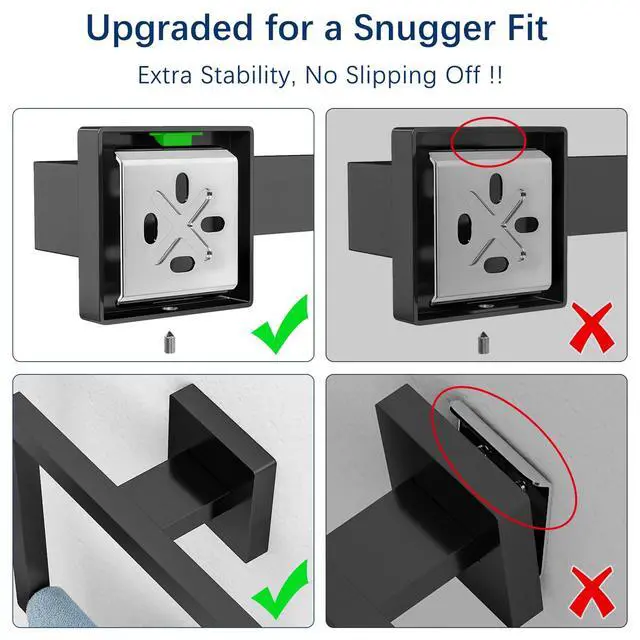 Alt view image 3 of 7 - Bathroom Hardware Accessories Set, 5-Piece 16In Black Wall Mounted | Towel Racks for Bathroom Stainless Steel Towel Bar Rack Set