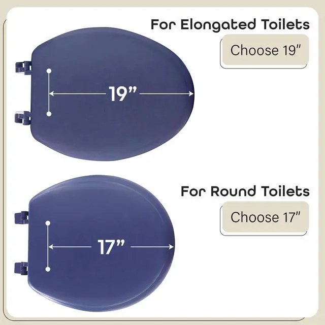 Alt view image 3 of 7 - Soft Standard Vinyl Toilet Seat, Navy, 17 in | Toilet-Seat Construction: Contoured Seat Profile and Durable Finish Create a Polished Fixture Update