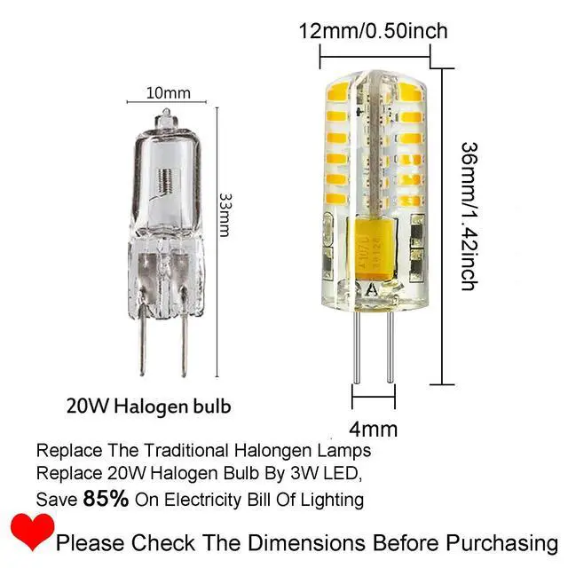 Alt view image 2 of 5 - RAYHOO 10pcs G4 LED Bulbs JC Bi-Pin Base Light Bulbs 3W AC/DC 12V 20W-30W T3 Halogen Bulb Replacement Landscape Bulbs(Warm White 3000K)