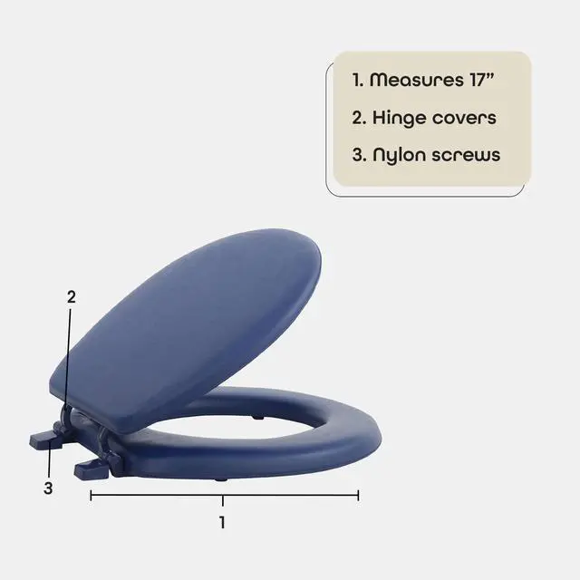 Alt view image 4 of 7 - Soft Standard Vinyl Toilet Seat, Navy, 17 in | Toilet-Seat Construction: Contoured Seat Profile and Durable Finish Create a Polished Fixture Update