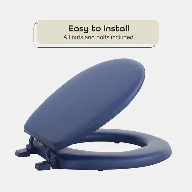 Alt view image 5 of 7 - Soft Standard Vinyl Toilet Seat, Navy, 17 in | Toilet-Seat Construction: Contoured Seat Profile and Durable Finish Create a Polished Fixture Update