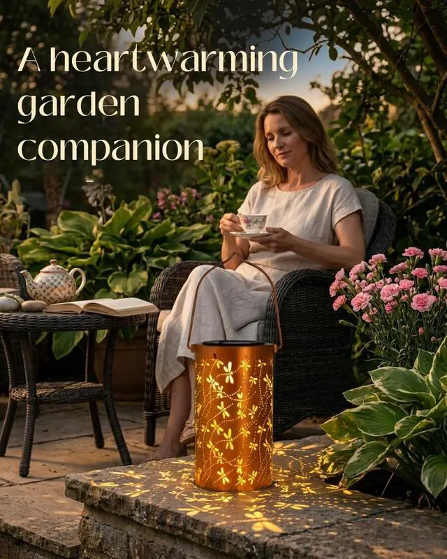 Alt view image 6 of 7 - Birthday Gifts for Women Mom Grandma Wife, Solar Lanterns Outdoor Waterproof, Metal Hanging Lights Garden Decor, LED Decorative Lantern for Patio Porch Backyard,Dragonfly, 1 Pack