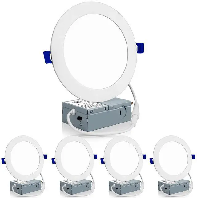 Main image of 4 Pack 6 Inch Ultra-Thin LED Recessed Ceiling Light, 3000K/4000K/5000K Selectable, Dimmable 12W=110W, 1050LM, IC Rated Can-Killer Downlights with Junction Box, ETL and Energy Star Listed
