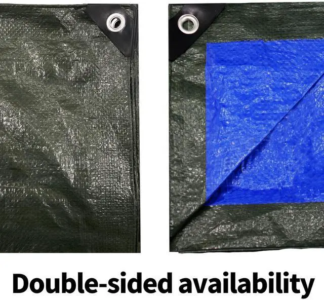 Alt view image 4 of 7 - 10x10 Feet Green Tarp Waterproof 6mil Small tarps Multipurpose | All Purpose Poly Tarps Cover with grommets for Firewood Outdoor Furniture,Green/Blue