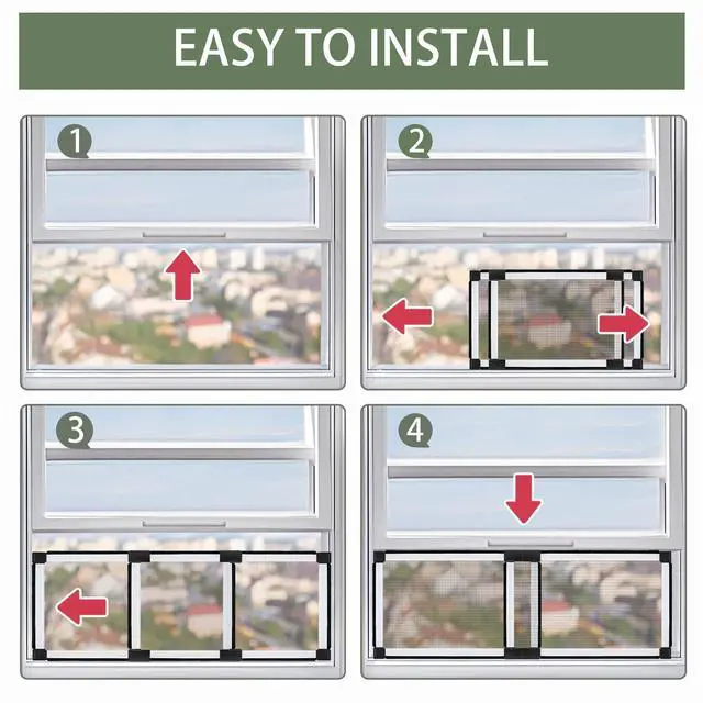 Alt view image 5 of 7 - Adjustable Sliding Window Screen Horizontal (15.74 ''H x 21-40''W) 2 Packs Expandable Window Screen Replacement for Home Medium