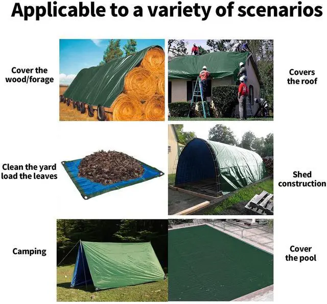 Alt view image 7 of 7 - 10x10 Feet Green Tarp Waterproof 6mil Small tarps Multipurpose | All Purpose Poly Tarps Cover with grommets for Firewood Outdoor Furniture,Green/Blue