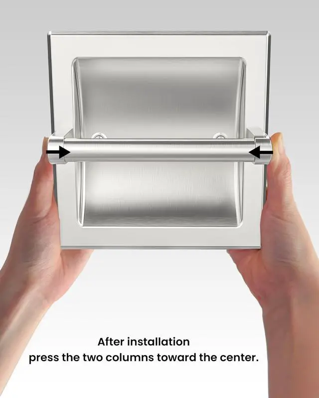 Alt view image 6 of 7 - Toilet Paper Holder 2 Pack, Recessed Pivoting Toilet Paper Holder Wall Mount Stainless Steel for Large Rolls in Bathroom (Brushed Nickel)